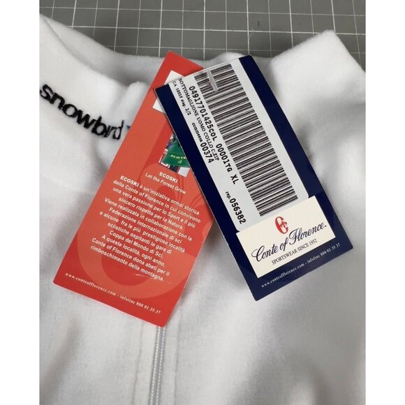 Conte Of Florence Men's Fleece Pullover Mock Neck Top Sz XL White "Snowbird" - Picture 6 of 10